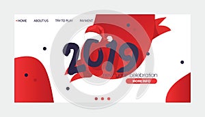 2019 happy New Year text Christmass for happy Holiday website banner horisontal poster calendar print colored design