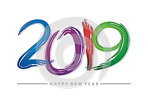 2019 happy new year text - number design