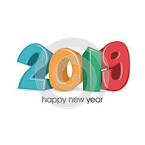 2019 happy new year text - number design