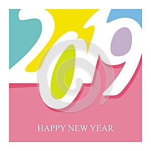 2019 happy new year text - number design