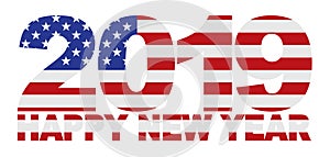 2019 Happy New Year USA American Flag vector Illustration