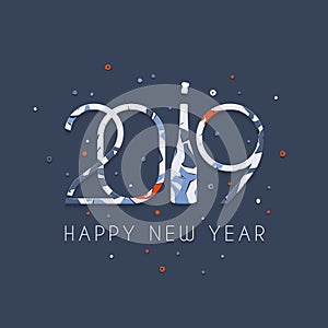2019 Happy New Year. Vector illustration.