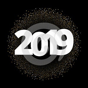 2019 A Happy New Year xmas greetings. Dark background, classic i
