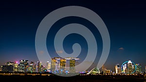 2019 March 02 - Singapore, Marina Barrage, View of the city and buildings at dusk