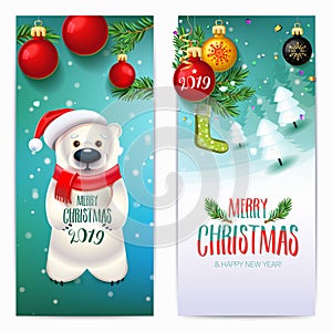 2019 Merry Christmas & New Year banners.