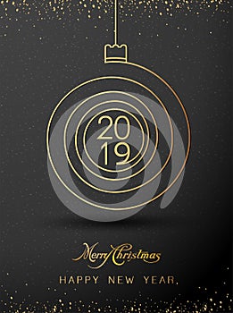 2019 Merry Chrstmas and Happy New Year Background. Decorative spiral background for Christmas and the New Year greetings. Vector