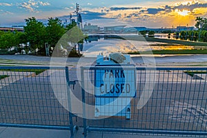 2019 Missouri River flood of Tom Hanafan River`s Edge Park