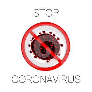 2019-nCoV bacteria isolated on white background. Coronavirus red circle vector Icon. COVID-19 bacteria corona virus