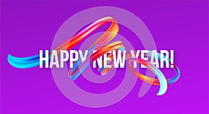 2019 New Year on the background of a colorful brushstroke oil or acrylic paint design element. Vector illustration