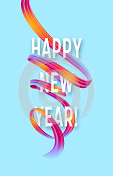 2019 New Year on the background of a colorful brushstroke oil or acrylic paint design element. Vector illustration