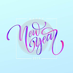 2019 New Year of a colorful brushstroke oil or acrylic paint design element. Vector illustration