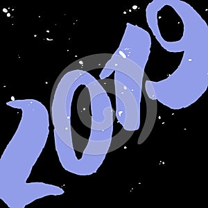2019 - New Year Lettering with doodle on black