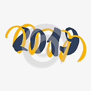 2019 - New Year Lettering with doodle on white