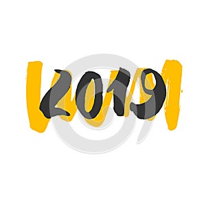 2019 - New Year Lettering with doodle on white