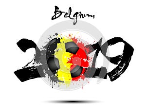 2019 New Year and a soccer ball as flag Belgium