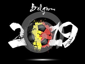 2019 New Year and a soccer ball as flag Belgium