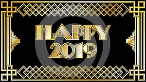 2019 New Years Countdown clock with black and gold background