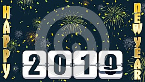 2019 New years Countdown clock changing numeral with festive background