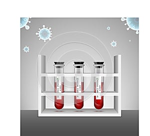 The 2019 novel coronavirus provisionally named 2019-nCoV. Test tube rack with Wuhan coronavirus test. Vector illustration.