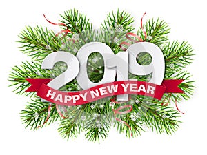 2019 numbers on christmas tree branches