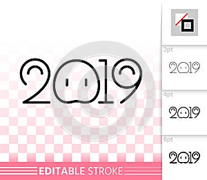 2019 simple new years eve black line vector icon