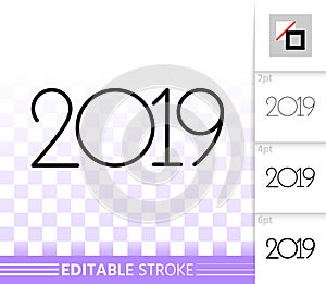 2019 simple new years eve black line vector icon