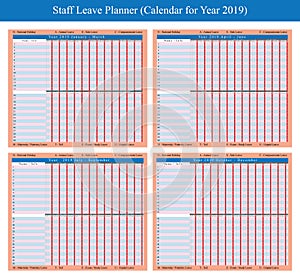 2019 staff leave planner quarter