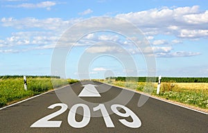 2019 - street with arrow and year - the future