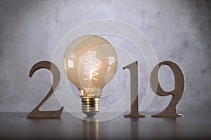 2019 wooden blocks light bulb