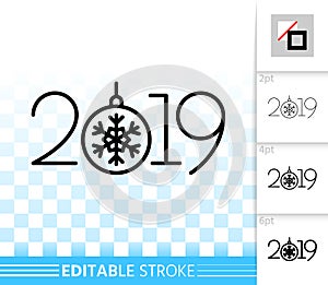 2019 year numeric simple black line vector icon