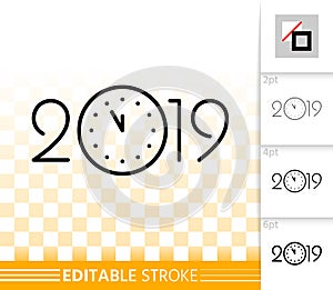 2019 year numeric simple black line vector icon