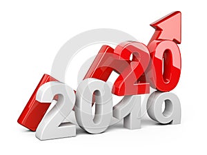 2020 2019 change concept. Represents the new year symbol with graph