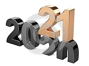 2020 2021 change concept. Represents the new year black and golden symbol symbol