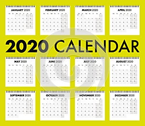 2020 calendar with wire bind