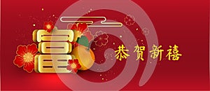 2020 Chinese new year with auspicious alphabet and ancient Chinese coins,symbols of wealth with auspicious fruit oranges, year of