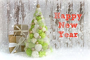 2020. Creative Christmas tree. New Year, Christmas background, rustic style