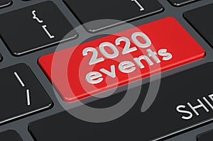 2020 events button on keyboard, 3D rendering