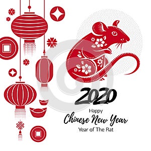 2020 Happy Chinese new year background with Rat.