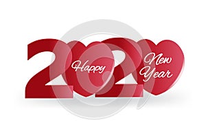 2020 Happy New Year Banner, Heart Vector
