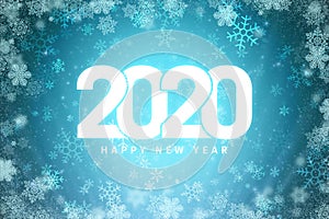 2020 Happy New Year with blue background