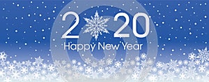 2020 Happy New Year card template. Design patern snowflakes