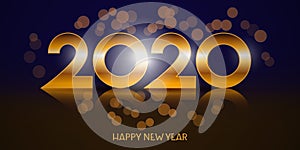 2020 Happy New Year. Holiday design with lens effects. Vector illustration