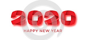2020 happy new year numeral text vector banner