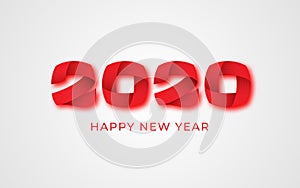 2020 happy new year numeral text vector banner