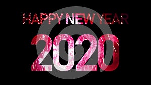 2020 Happy New Year with real fireworks exploding celebration frame fill and loop seamlessly abstract blur bokeh lights