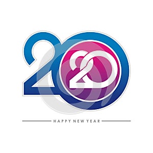 2020 happy new year text - number design