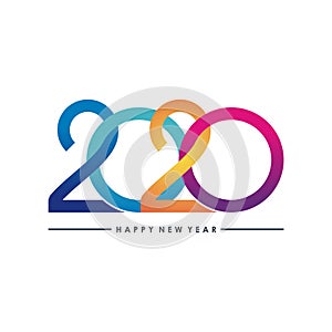 2020 happy new year text - number design