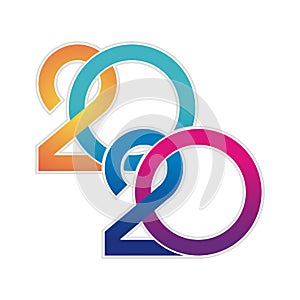 2020 happy new year text - number design