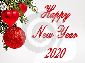 2020 Happy New Year white red card