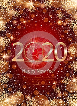 2020 Happy New Year with winter background. Vector